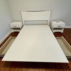 White Bed Frame + Bedside tables (Queen)