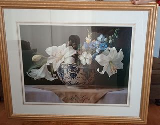 Framed Floral Still Life Print Gold Frame