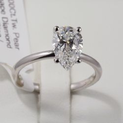 New Pear-shaped Diamond Ring.  2 carats.  IGI Certified lab grown