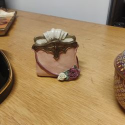 Vintage Antique Ceramic Purse  Pencil Cup 