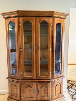 Wood China Cabinet with Glass Doors
