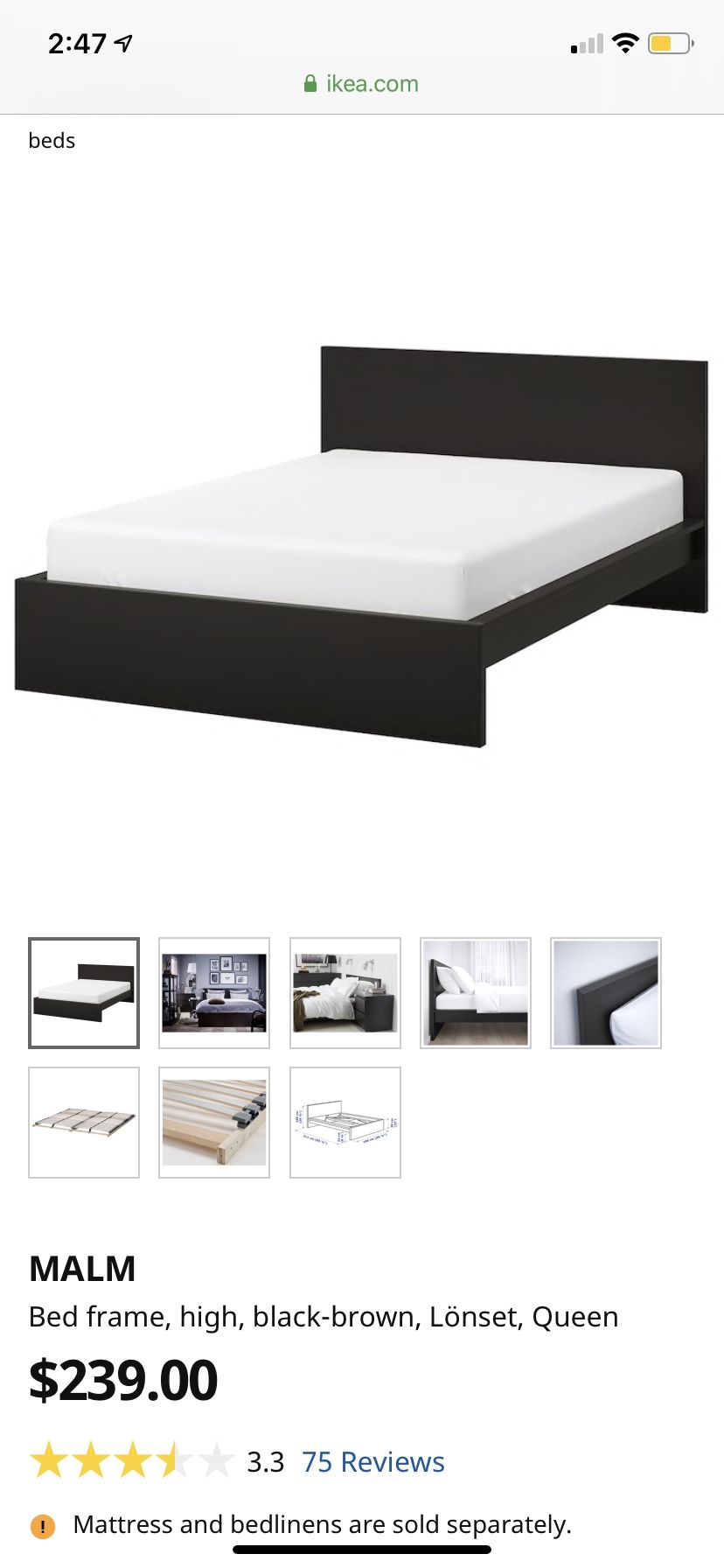 LIKE NEW IKEA MALM QUEEN BED FRAME! MUST GO ASAP!