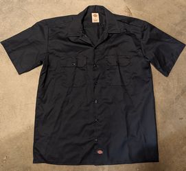 Men's Dickies Brand Button Up Short Sleeve Navy Blue Work Shirts- Size Large - Everett, WA