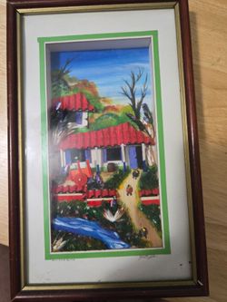 Framed Costa Rica Folk Art Painting