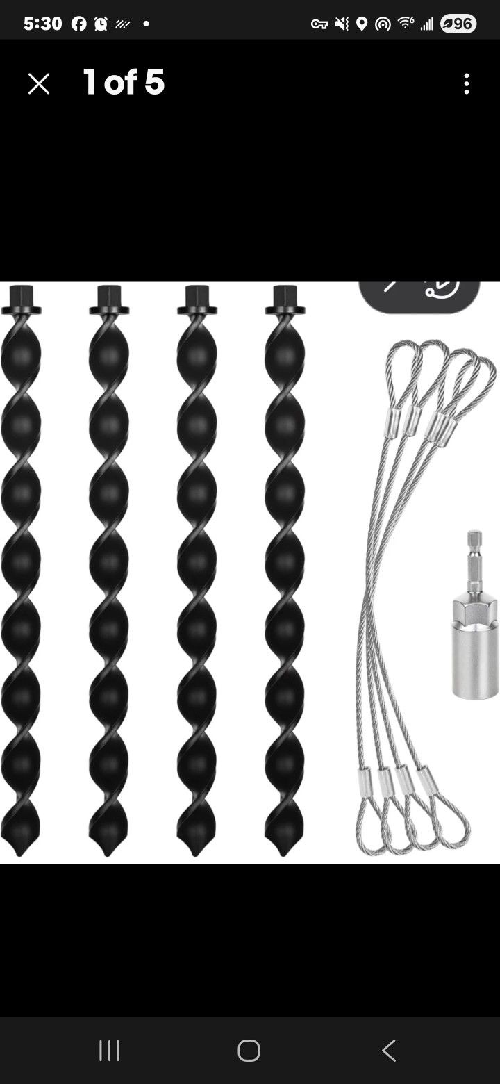 Phatrip 16.5" Trampoline Ground Anchor, 4 Pk w Steel Wire Ropes & Drill Adapter