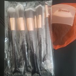 8pcs black mermaid tail makeup brush set
