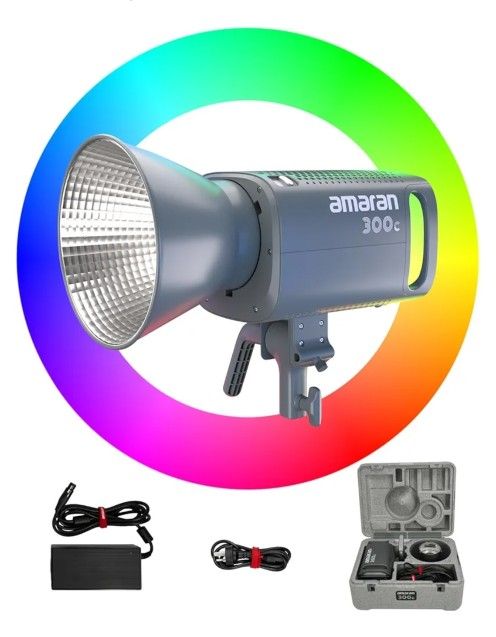 Amaran 300c RGB LED Video Light,Bowen Mount, 2,500K 7,500K CCT with G/M Adjustment, APP Control,Key Light,Studio Light,Photography Lighting Electronics & Media