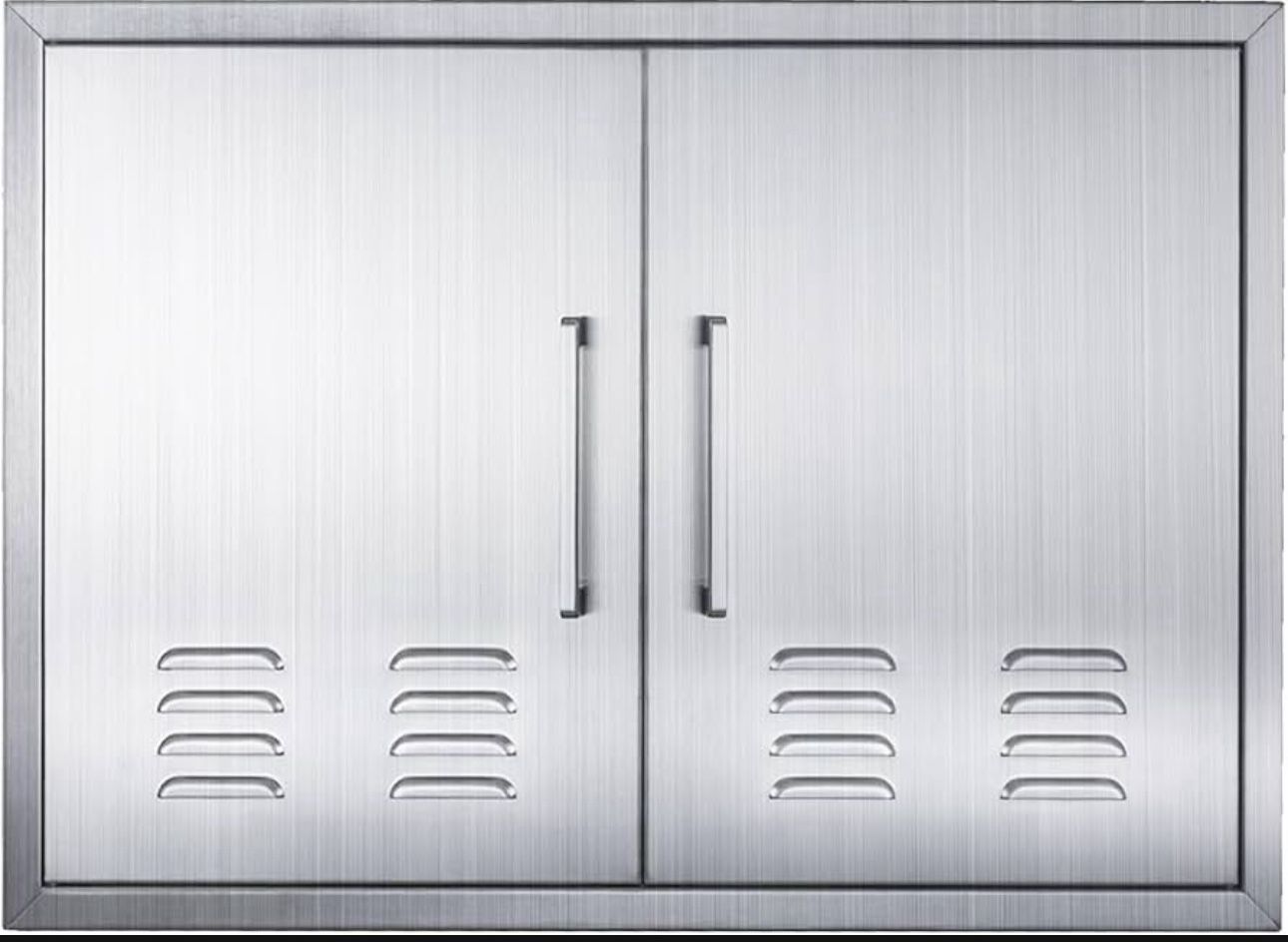 Outdoor Kitchen Double Doors, 30" W21" H Stainless Steel BBQ Doors with Vents, Access Doors for Outdoor Kitchen, Grill Station Brand New B536
