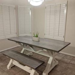Farmhouse Dining Table With Bench