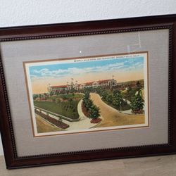 Framed Vintage Beverly Hills Hotel Postcard Art