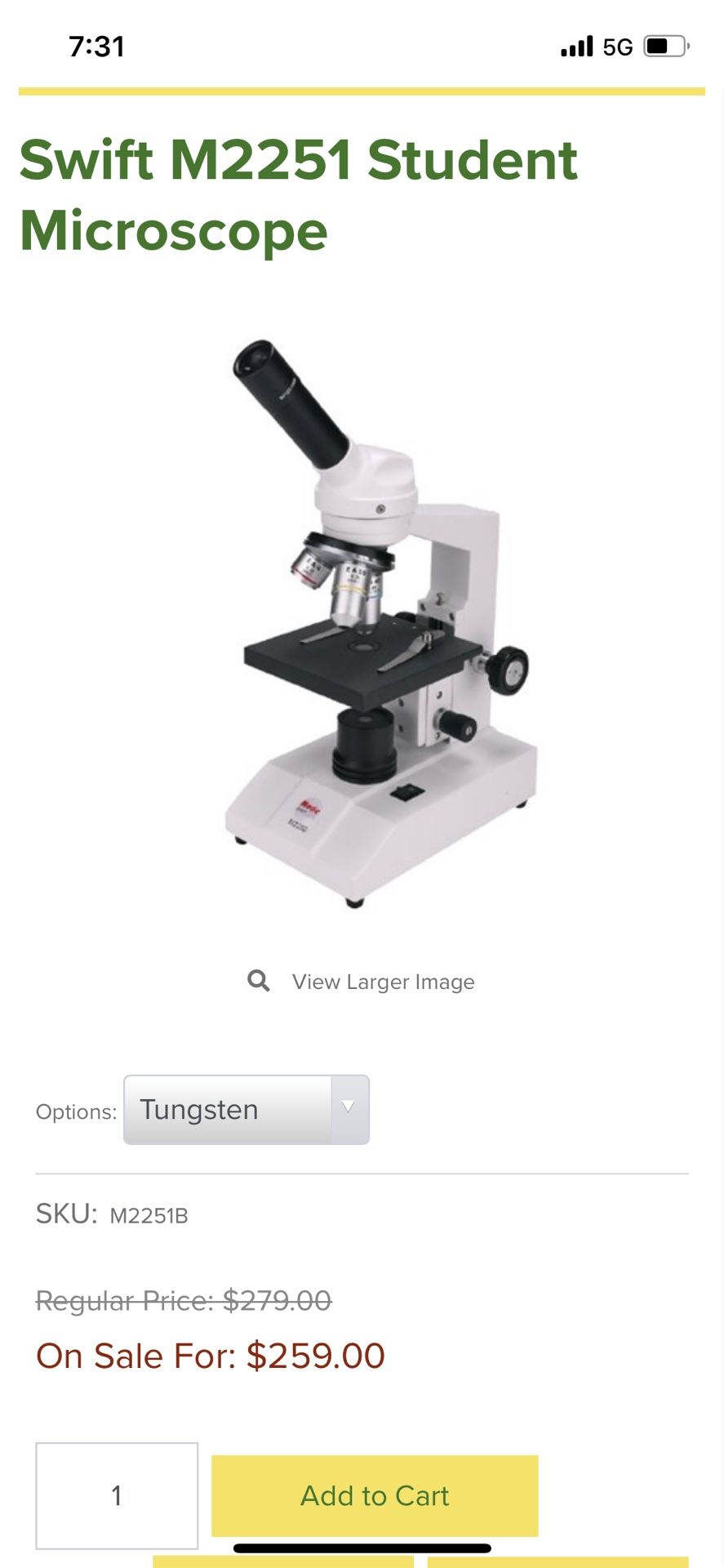 Swift M2251 Student Microscope