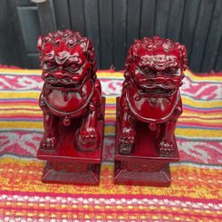 A Pair Of Red Fu  Dogs For Good Luck To Put Facing Your Front Door 