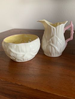 Vintage Belleek Cream and Sugar Set