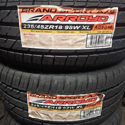 235-45-18 !!! ARROYO SPORT A/S !!! $300 LAS 4 LLANTAS MONTADAS Y BALANCEO INCLUIDO 👌