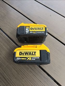2 DEWALT 20V XR BATTERYS 1- 5AH AND 1 -4AH