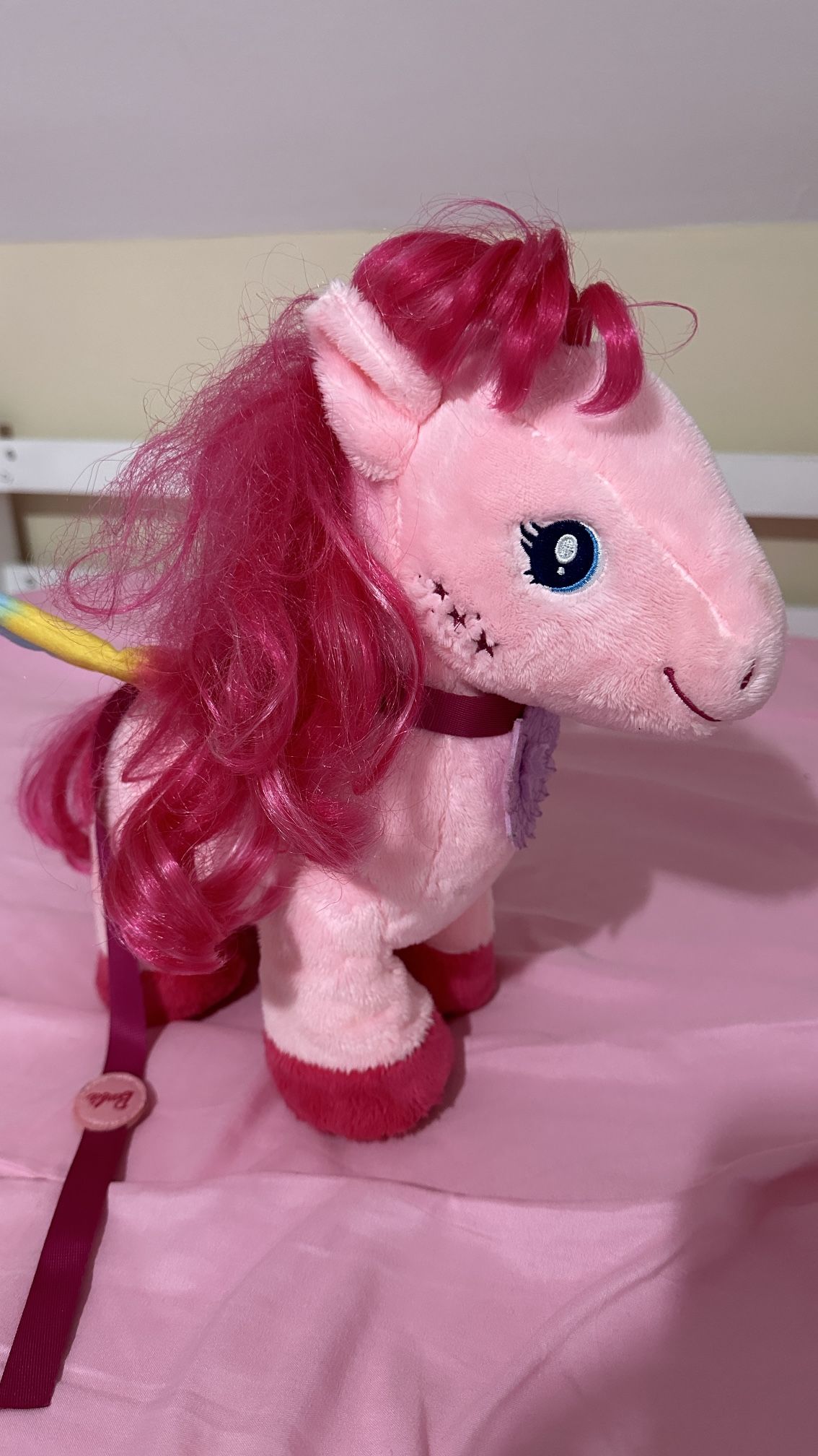 Pink Plush Pony Toy with Leash – Soft, Colorful & Adorable