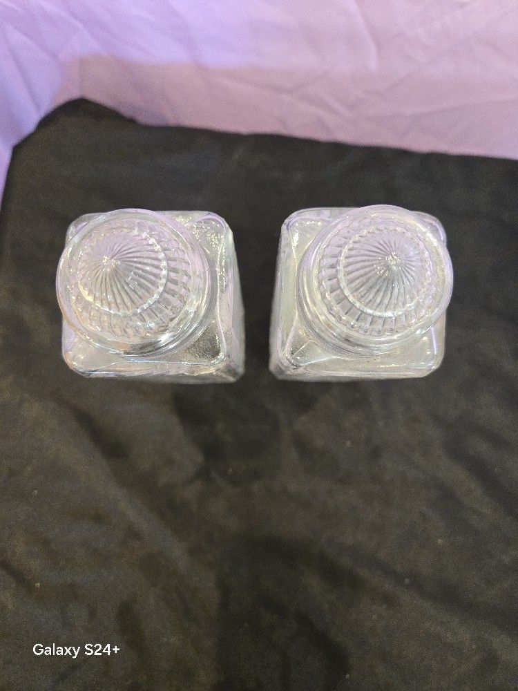 Pair of Art Deco 1930s Glass Skyscraper Boudoir Lamp Shades