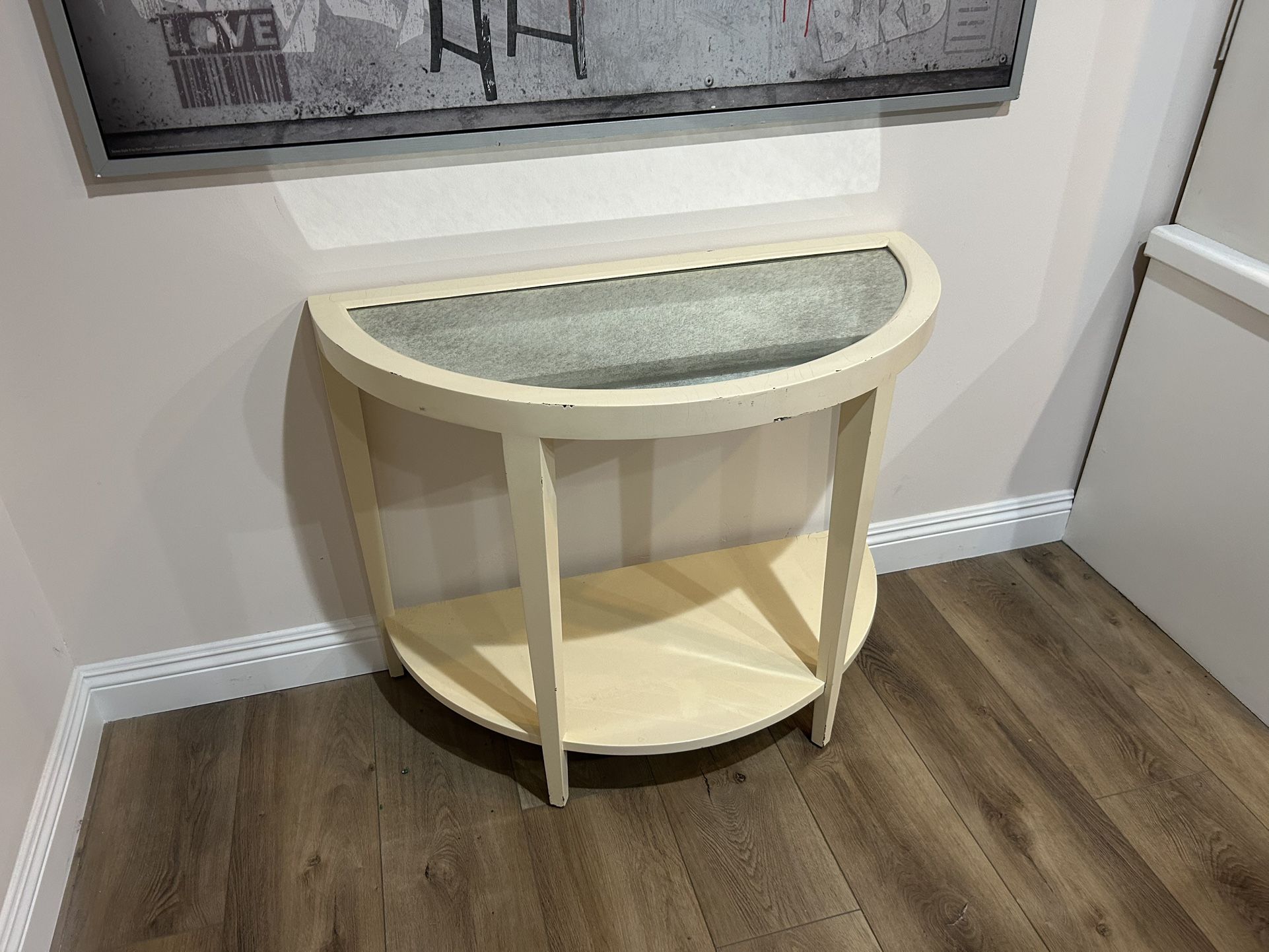 Retro Off White Half Moon Entry Wall Table
