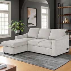 Coddle Aria Fabric Sleeper Sofa w/ Reversible Chaise & Storage — Beige (Costco #1752612)