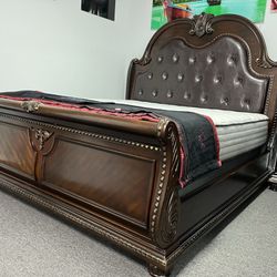 🤩🤩Solid Wood Bedroom Set On Furniture Liquidation Now 🤩🤩 Queen Bed Dresser Mirror $1399 👌👌