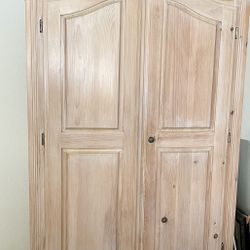 Armoire Wood Cabinet - Lots Of Storage! Height 6ft 3 in Width 3ft 5 1/2 in