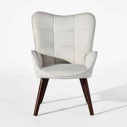 Kanas Wingback Accent Chair – Fabric Upholstered Armchair for Bedroom or Office