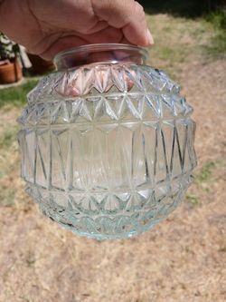 VINTAGE DIAMOND POINT CLEAR GLASS GLOBE LIGHT SHADE FIXTURE