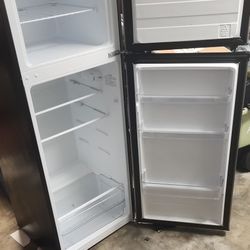 compact top freezer mini fridge black white double door adjustable shelves