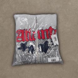 Grey Atlanta Spiderweb Zip Up Hoodie size L