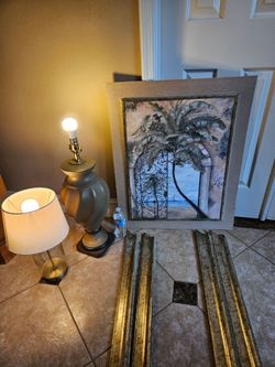 Framed Palm Tree Wall Art Print, 2 LAMPS