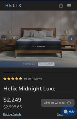 Helix Midnight Luxe King Mattress $1500