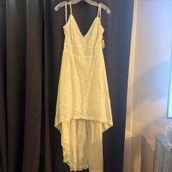 Off white Lace High-Low Spaghetti Strap Dress