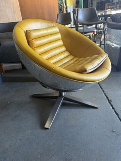 Super Cool Aluminum and Top Grain Leather Accent Chair 