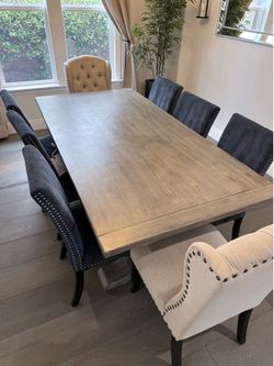 Beautiful 7ft Solid Wood Dining Table + 8 Chairs (Extends to 10ft!) — Made in USA