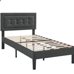 Gray Twin Bed Frame with Head board