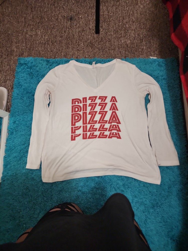 "Pizza" Long Sleeve V-neck Shirt