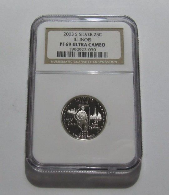 2003-s Silver Illinois State Quarter PF69
