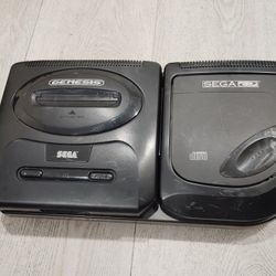 Vintage Sega Cd / Sega Genesis Dual Console Working Tested Condition Ready To Go 