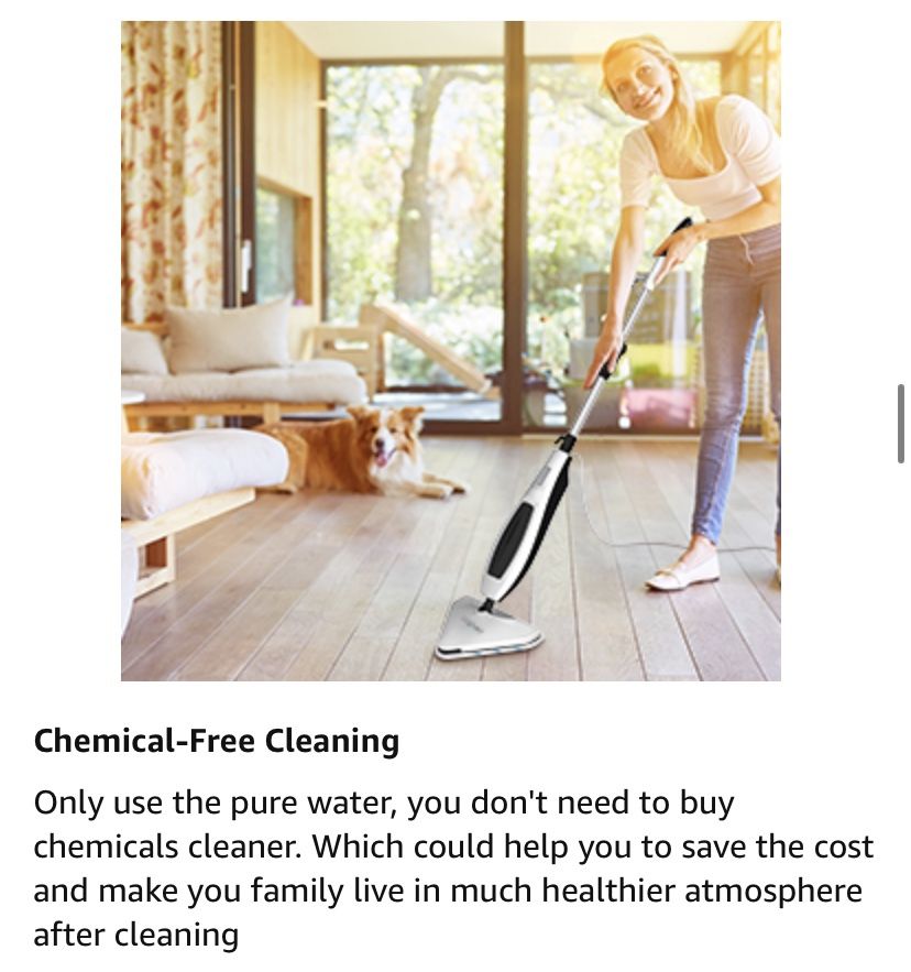 Steam Mop, Floor Steamer, Tile Cleaner, Disinfection and sterilization function Hard Wood Floor Cleaner with 15.21 oz Big Water Tank 22.96 Feet Powe