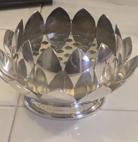 Estate 1950's American Reed & Barton Lotus Flower Butter Dish