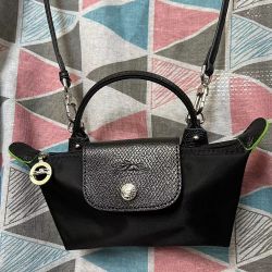 Longchamp Le Pliage Xs Black Pouch With Handle