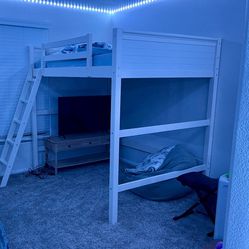 Bunk Bed, Full Loft Bed, White Includes Mattress