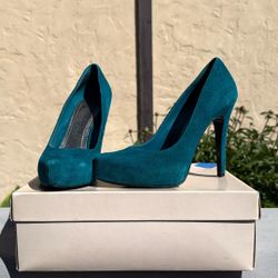 Teal Suede Pumps Size 7