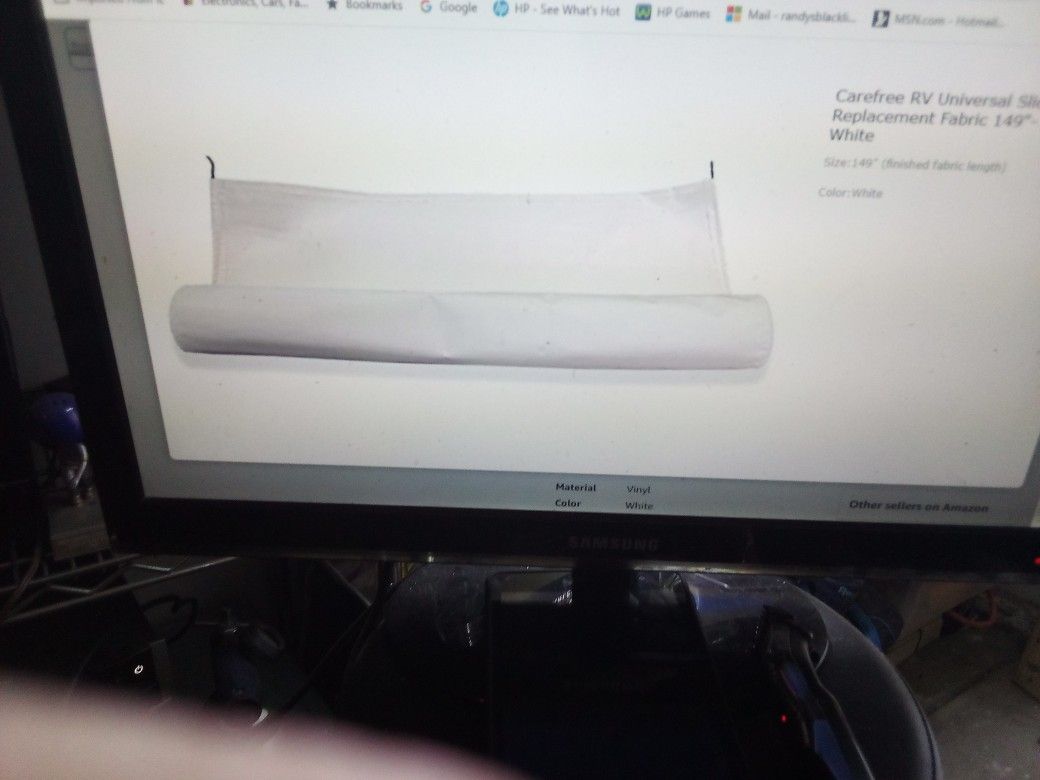 RV  Slide out Replacement Fabric  192 Inches. X. 48  Inches White Vinyl 