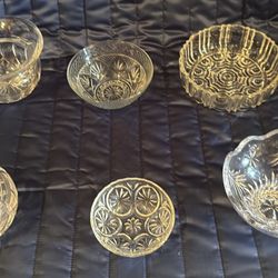 6 Vintage glass and crystal Bowls