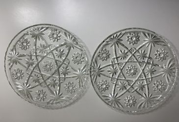 Set of 2 Vintage Anchor Hocking 11” Serving tray Cake Plate Glass