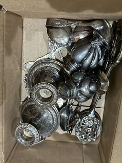 Box of sterling & plated silver pieces