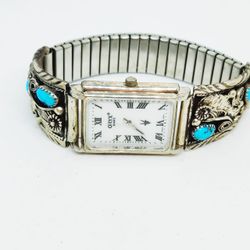Oryx watch with silver and turquoise stones