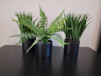3pk of faux plants in black vase