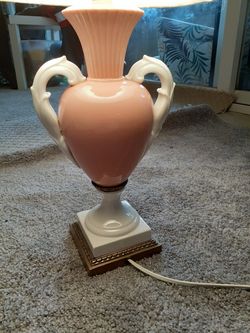 pink table lamp with white